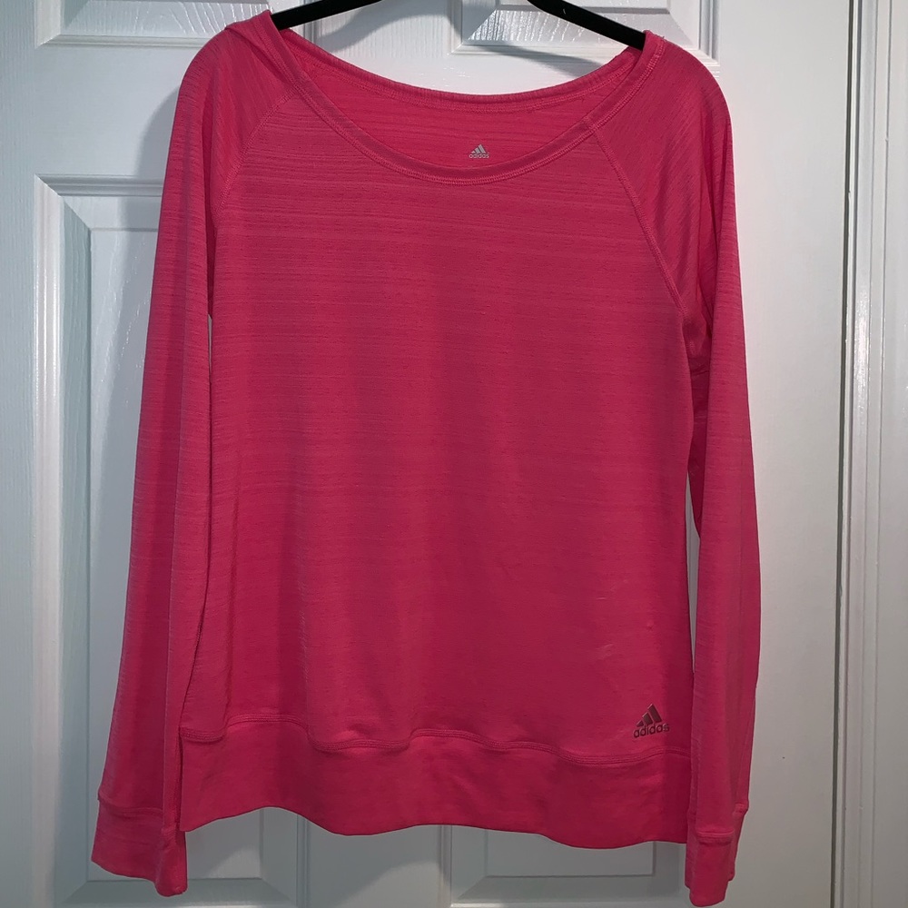 Long sleeve hot pink adidas work out shirt